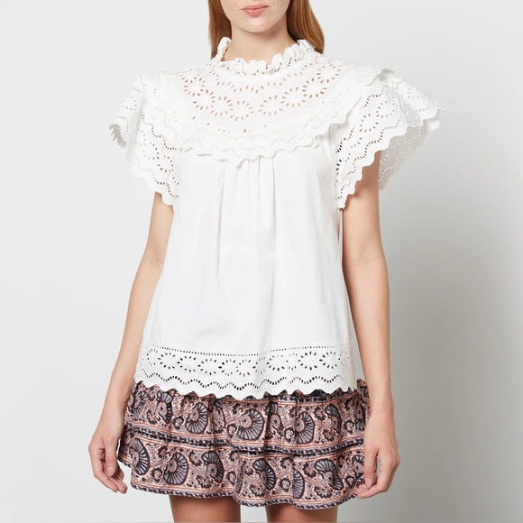 NWT Sea New York Women's Georgina Eyelet Flutter Sleeve Top
